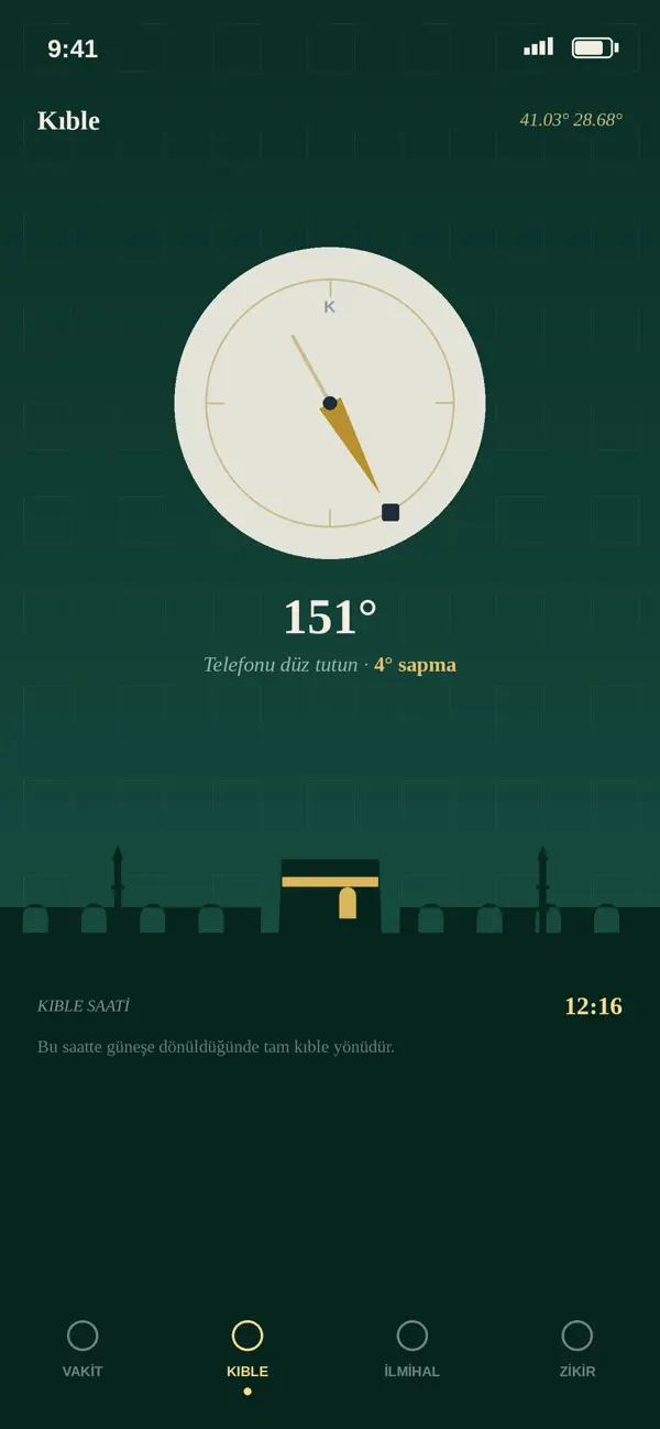 VAQIT Qibla compass screen